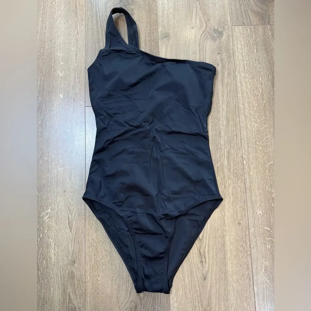 NWT Andie Swim The Nantucket One Shoulder One Piece Black Swimsuit Sz Sm Tall